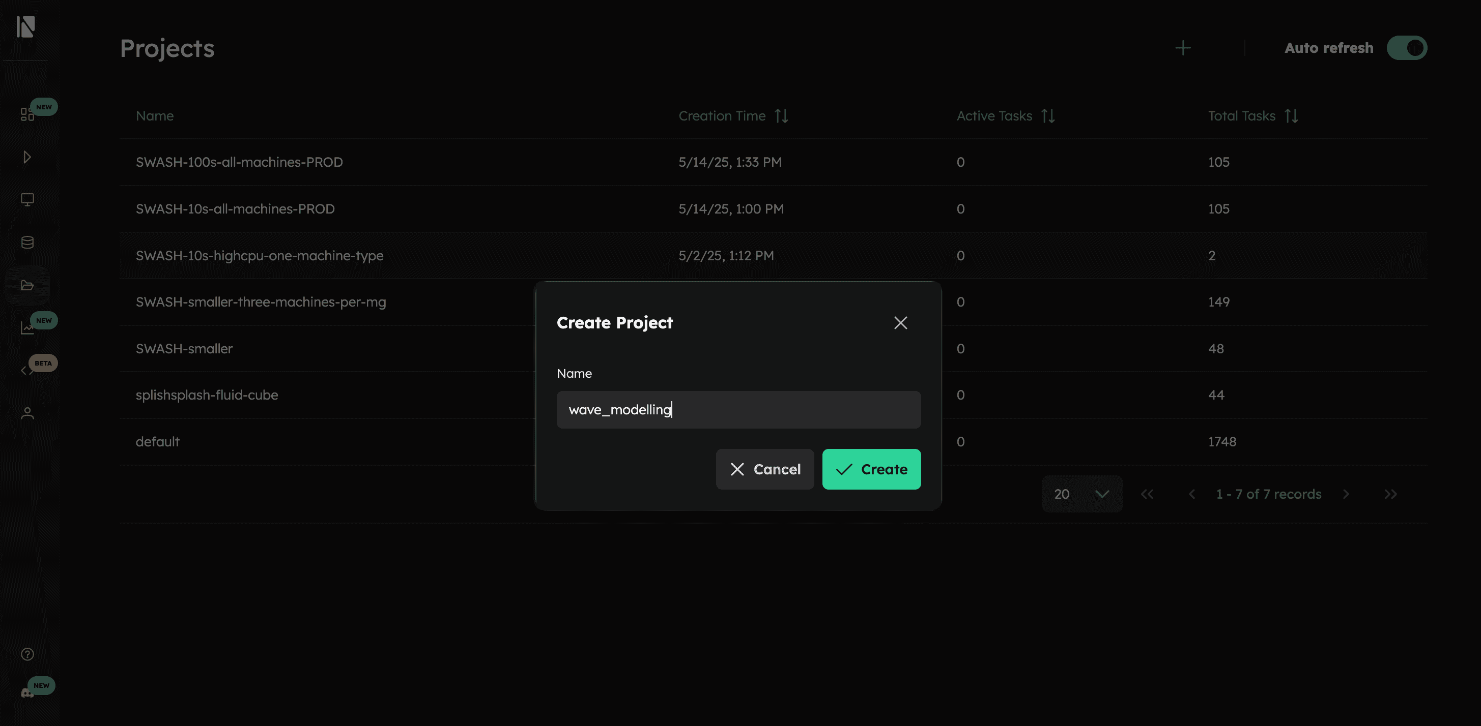 "Save new Project in the Inductiva Console"