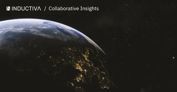 Earth seen from space at night, with glowing cities tracing the shape of the continents.